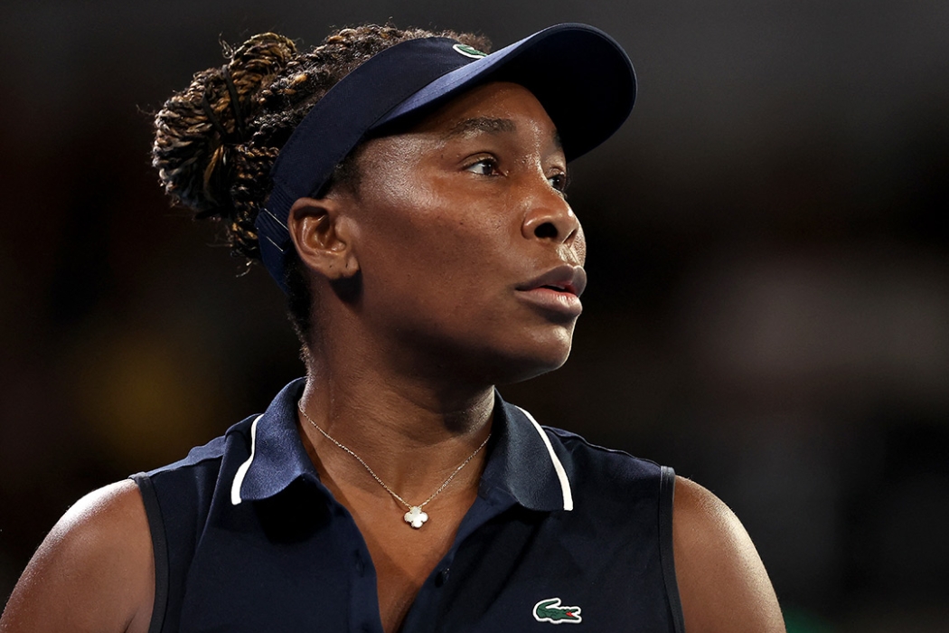 Venus Williams in action against Olga Danilovic at Australian Open 2026